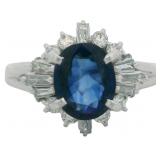 Platinum 1.36 ct Natural Sapphire & Diamond Ring