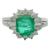 Platinum 1.62 ct Natural Emerald & VS Diamond Ring