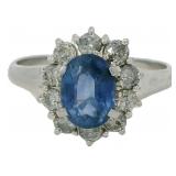 Platinum 1.68ct Natural Sapphire & Diamond Ring