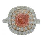 Cushion Cut 3.13 ct Vivid Pink VS Lab Diamond Ring