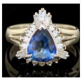 Platinum 2.30 ct Natural Sapphire & Diamond Ring