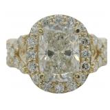 14kt Gold 4.72 ct VS Cushion Cut Lab Diamond Ring