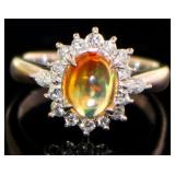 Platinum 1.55 ct Natural Opal & VS Diamond Ring