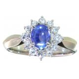 Platinum 1.54ct Natural Sapphire & VS Diamond Ring