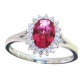 Oval 1.25 ct Ruby & Diamond Halo Ring