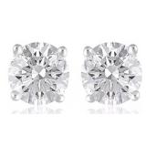 14kt Gold Round 4.00 ct VS Diamond Stud Earrings