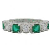 Antique Style 1.45 ct Emerald & Diamond Ring