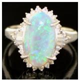 Platinum 3.64 ct Natural Opal & VS Diamond Ring