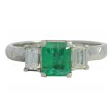 Platinum 1.22 ct Natural Emerald & VS Diamond Ring
