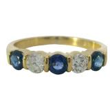 18k Gold 1.17 ct Natural Sapphire & Diamond Ring