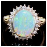 Platinum Natural 2.57 ct Opal & Diamond Ring