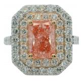 Radiant Cut 3.70 ct VS Vivid Pink Lab Diamond Ring