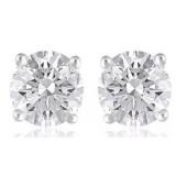 14kt Gold Round 4.00 ct VS Diamond Stud Earrings