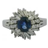 Platinum 1.37 ct Natural Sapphire & Diamond Ring