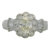 Platinum 1.80 ct Natural Oval Cut Diamond Ring