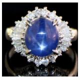 Platinum 4.75 ct Star Sapphire & Diamond Ring