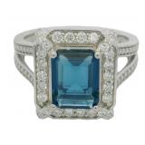 Emerald Cut 3.00 ct Sapphire & Diamond Ring