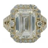 14kt Gold 8.16 ct Emerald Cut VS Lab Diamond Ring