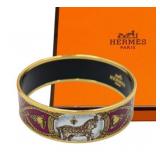 Hermes Enamel Horse Motif Bangle