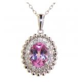 Oval 2.25 ct Pink Sapphire & Diamond Necklace