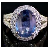 14kt Gold 5.24 ct GIA Sapphire & Diamond Ring