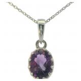 Oval 2.00 ct Genuine Amethyst Necklace