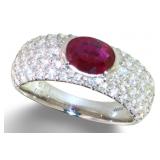 Platinum 1.90 ct Natural Ruby & VS Diamond Ring