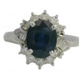 Platinum 3.40 ct Natural Sapphire & Diamond Ring