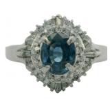Platinum 1.47 ct Natural Sapphire & Diamond Ring