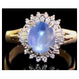 Platinum 3.28 ct Star Sapphire & Diamond Ring