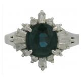 Platinum 2.13 ct Natural Sapphire & Diamond Ring