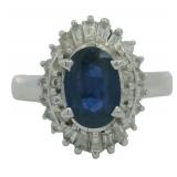 Platinum 2.10 ct Natural Sapphire & Diamond Ring