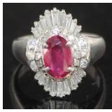 Platinum 2.73 ct Oval Ruby & Diamond Ring