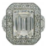14kt Gold 6.84 ct Emerald Cut VS Lab Diamond Ring