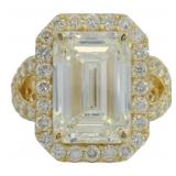 14kt Gold 9.24 ct Emerald Cut VS Lab Diamond Ring