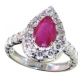 14kt Gold 2.66 ct Natural Ruby & Diamond Ring