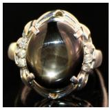 Platinum 10.15 ct Star Sapphire & Diamond Ring