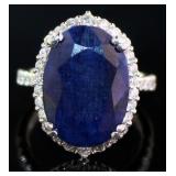 14kt Gold 13.76 ct GIA Sapphire & Diamond Ring