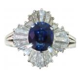Platinum 3.16ct Natural Sapphire & VS Diamond Ring