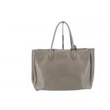 PRADA Grey Leather Designer Tote Bag