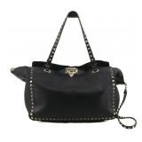 Valentino Black Studded 2 Way tote Bag
