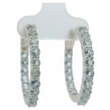 Genuine 3.00 ct Aquamarine Hoop Earrings
