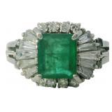 Platinum 1.76 ct Natural Emerald & VS Diamond Ring