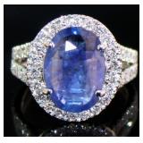 14kt Gold 4.78 ct GIA Sapphire & Diamond Ring