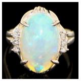 Platinum 5.15 ct Natural Opal & VS Diamond Ring