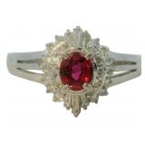Platinum 3/5 ct Natural Ruby & Diamond Ring