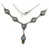 1Genuine 6.85 ct Sky Blue Topaz Necklace