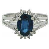 Platinum 1.24 ct Natural Sapphire & Diamond Ring