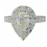 14k Gold 2.70 ct VVS Pear Cut Lab Diamond Ring