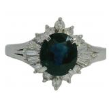Platinum 1.45ct Natural Sapphire & VS Diamond Ring
